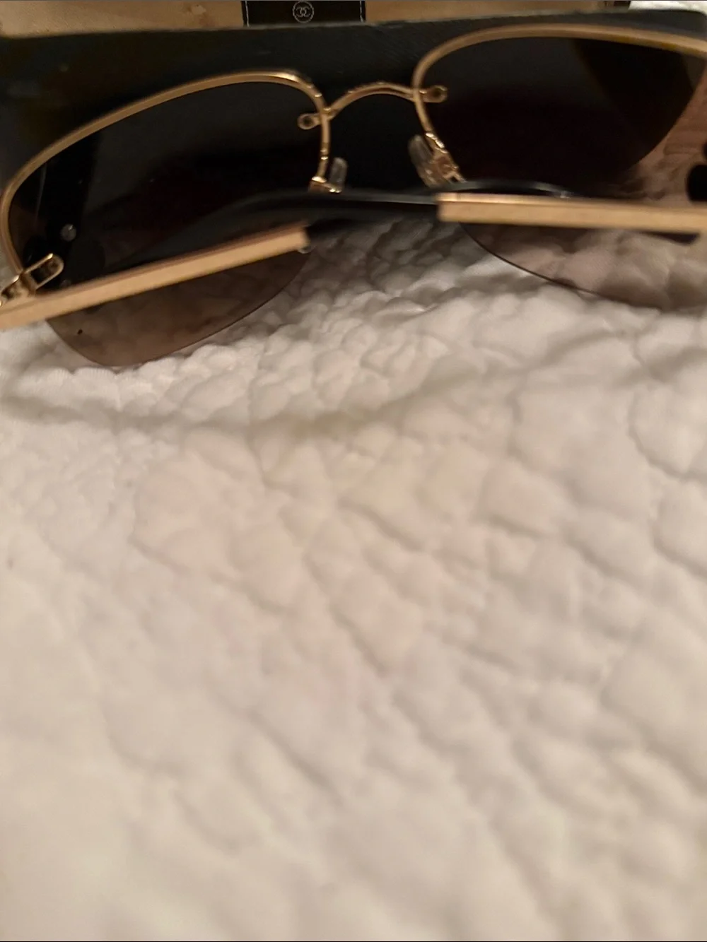 CHANEL Brown Gradient Aviator Sunglasses with Floral Temples